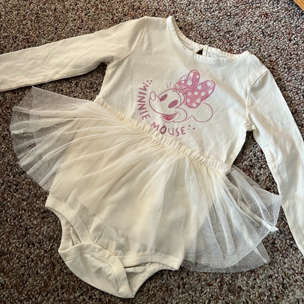 Disney Minnie Mouse Baby Onesie with Tulle Skirt - Cream